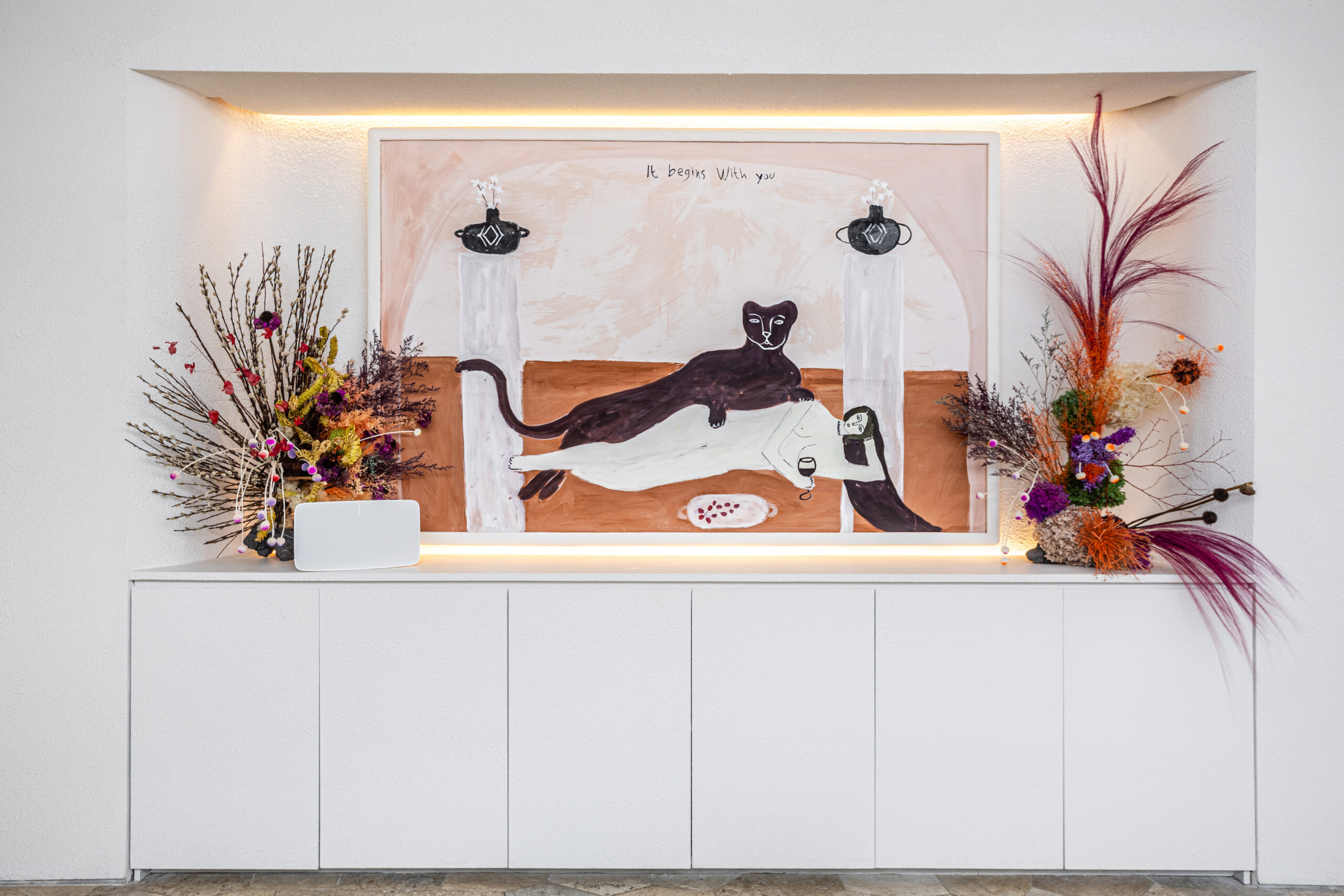 Product and towel display inside Mello Spa Bali